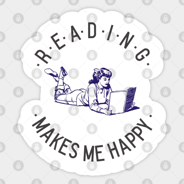 Reading Makes Me Happy Sticker by Erin Decker Creative